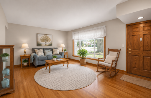 Huge front picture window & refreshed hardwood floors