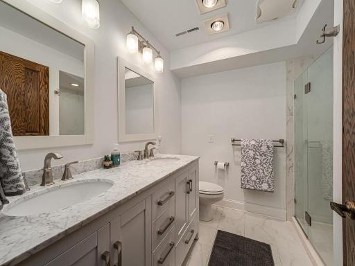 The dual sink 3/4 master bath.