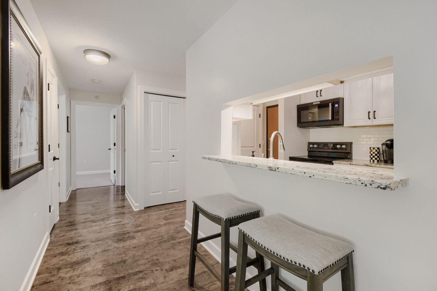 Serving counter or extra seating.