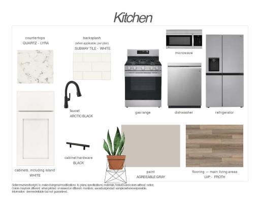 Interior Finishes selected for this home. Exhibit may not depict exact color match.