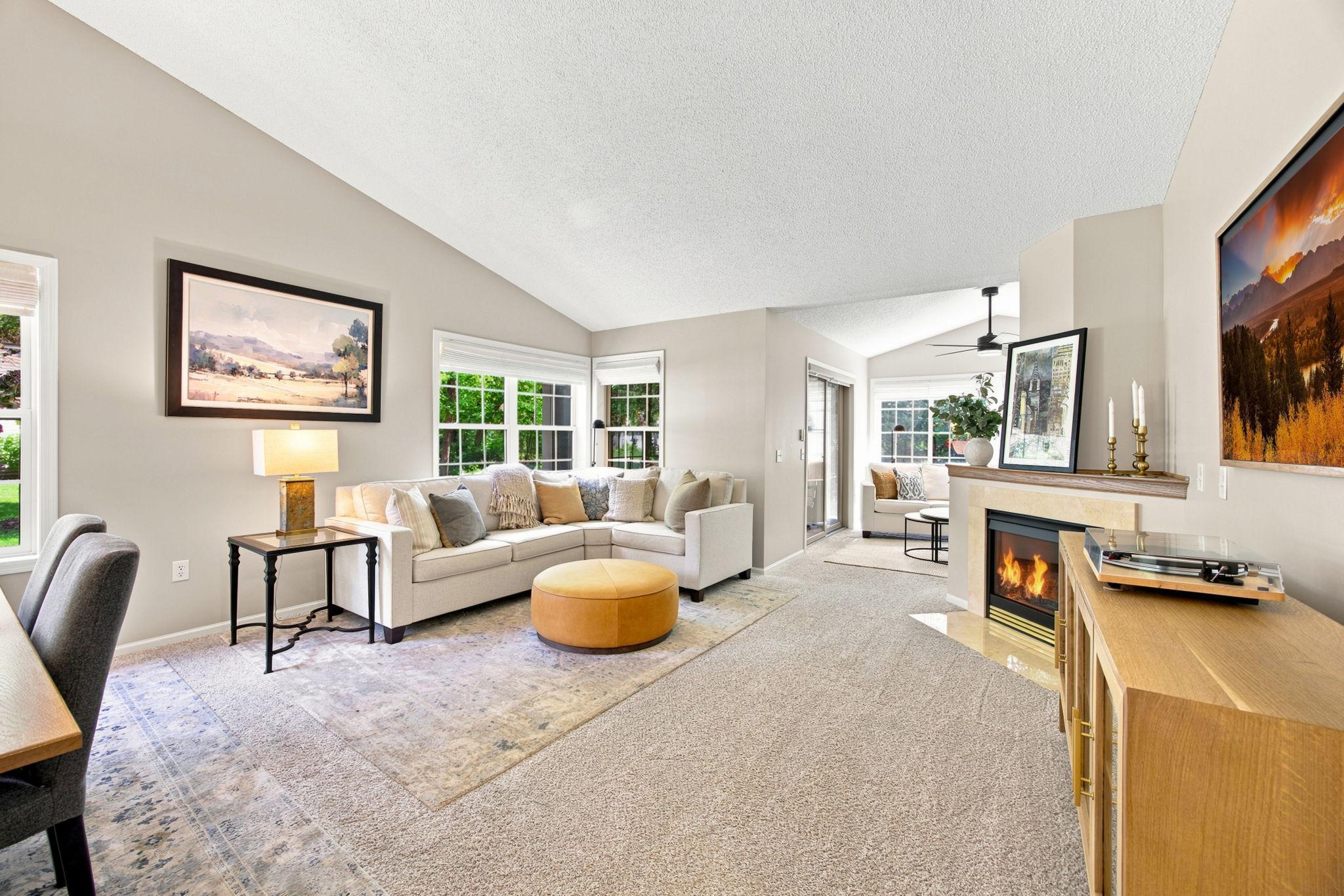 The living area boasts of it's cozy relaxing feel and the gas fireplace is a great touch for those cooler evenings.