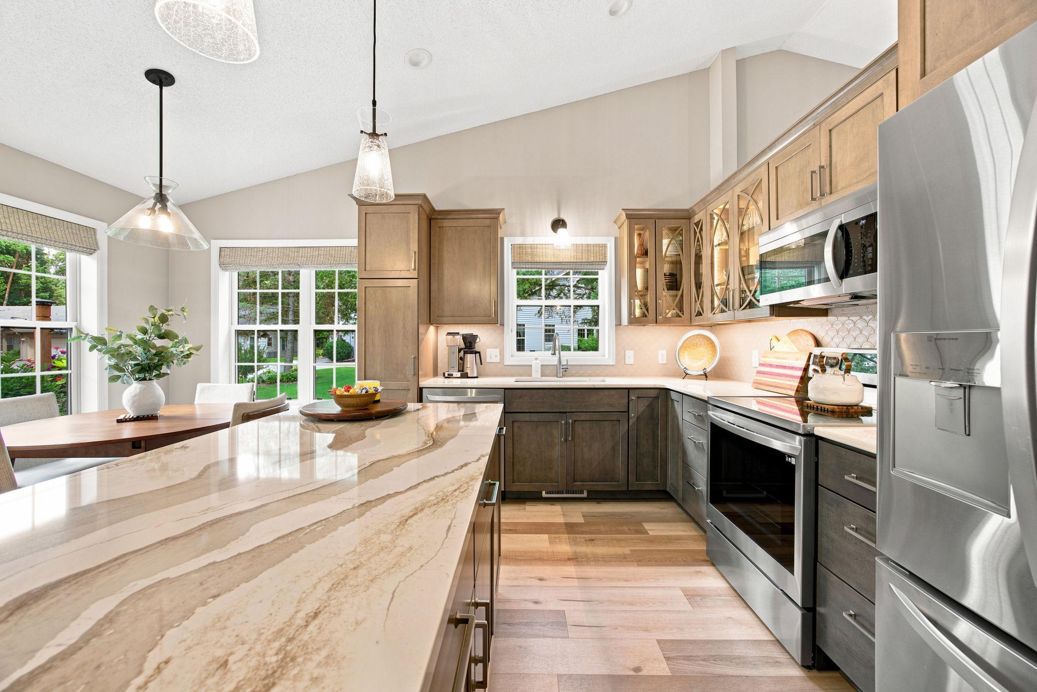 New Cambria Quartz counter tops and New Stainless steel appliances. All cabinets feature soft close drawers and doors.