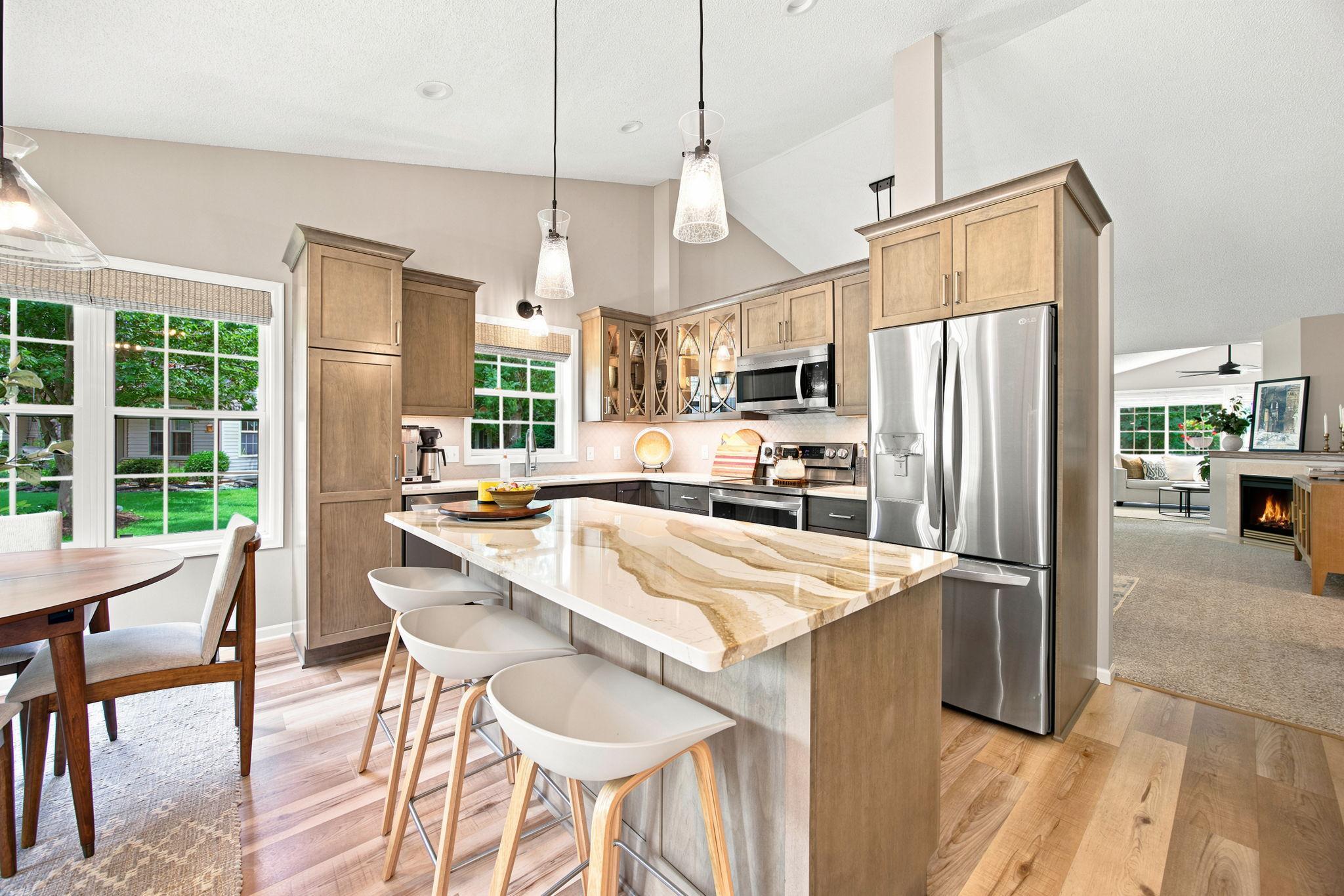 Completely remodeled kitchen featuring Custom Cabinets from Lakeside Kitchen in Chisago City.