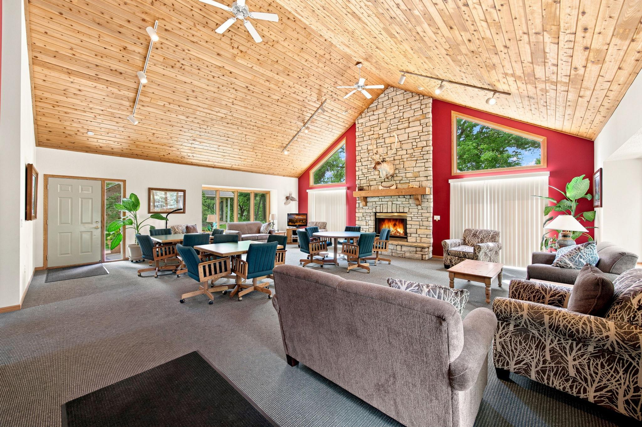 Enter the community room and gather with friends and family.