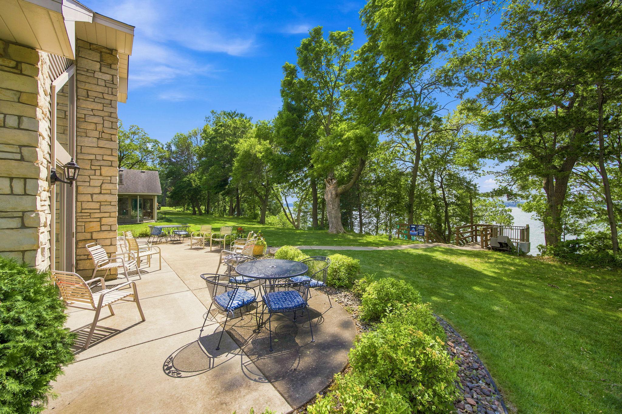 Nice patio area to enjoy with lake views.