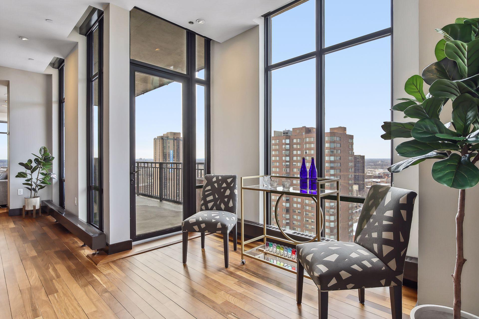 A glorious 25-foot balcony spans the dining and living area...
