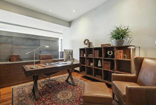 A third bedroom or den offers possibilities as an office (virtually staged),