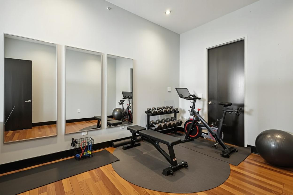 or a workout room (virtually staged)?