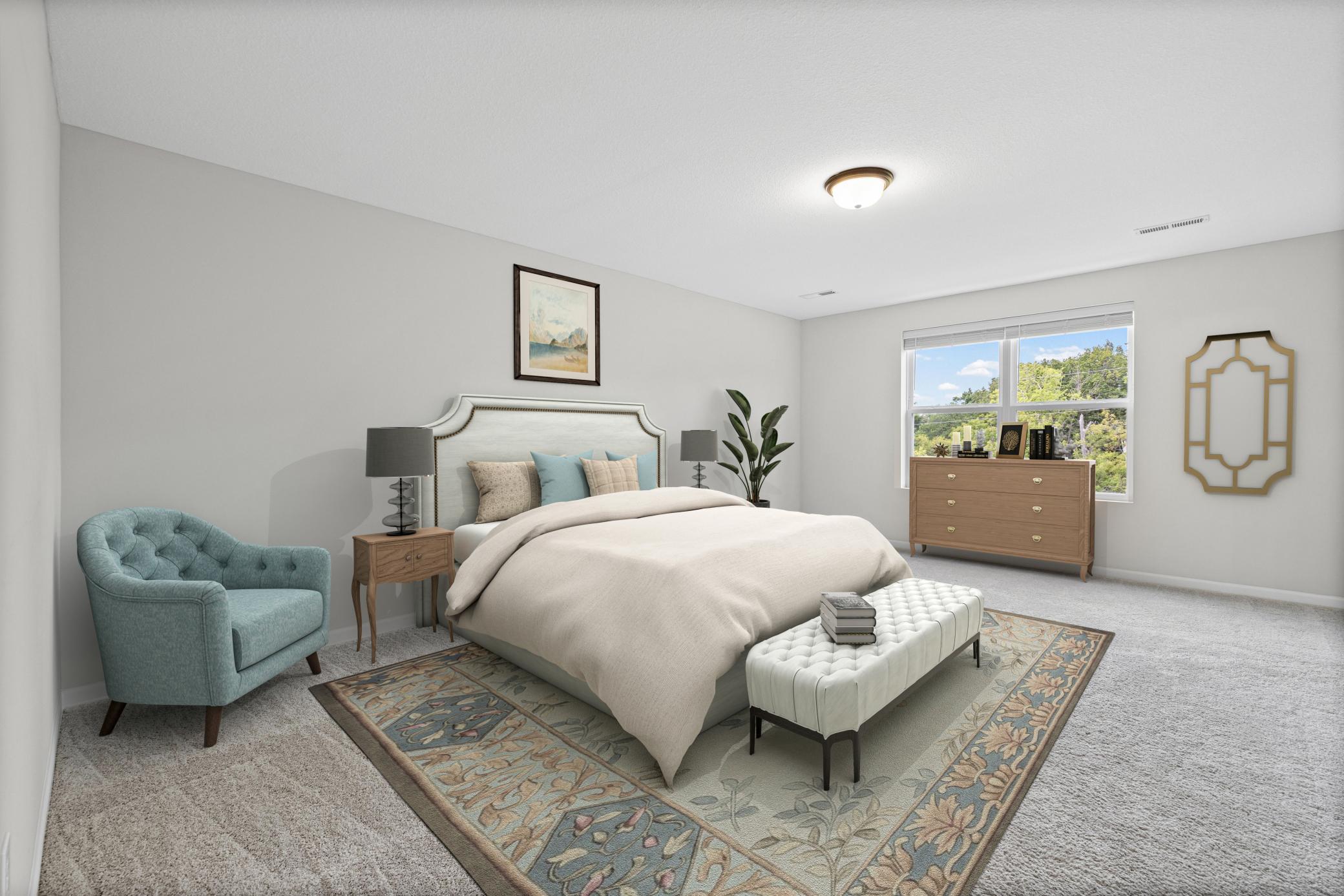 Primary bedroom virtually staged