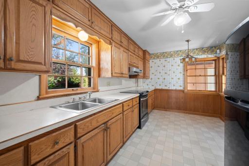 Spacious kitchen with custom cabinets