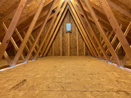 Garage attic has tremendous storage space
