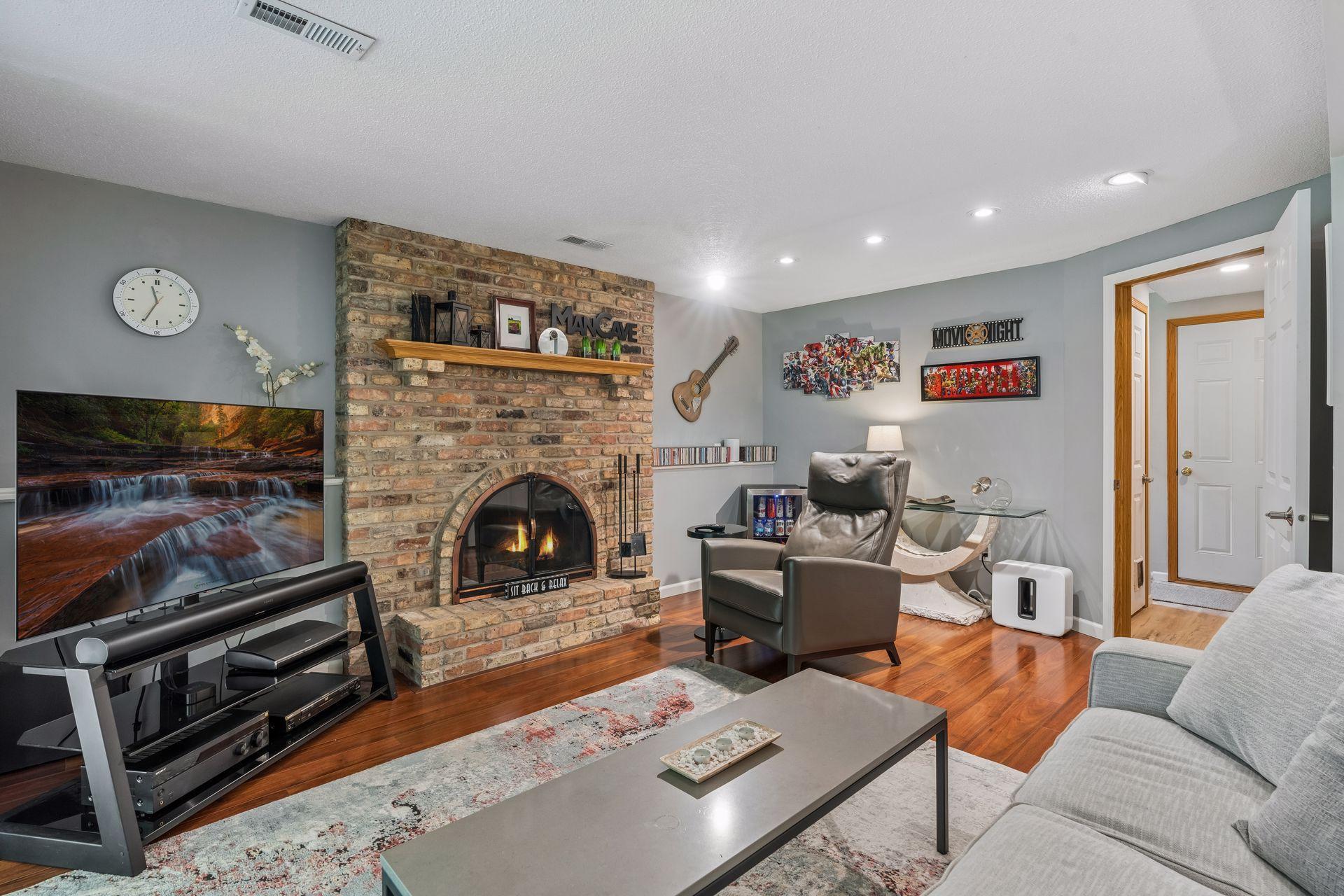 Wood burning fireplace