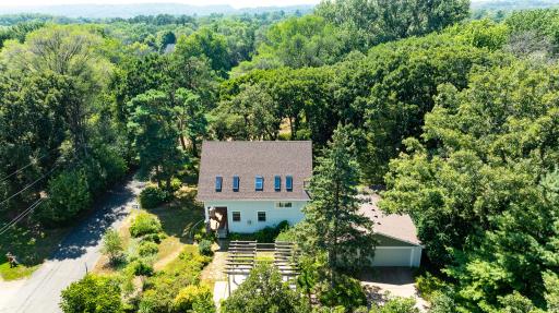 Aerial view of the home from the east side.