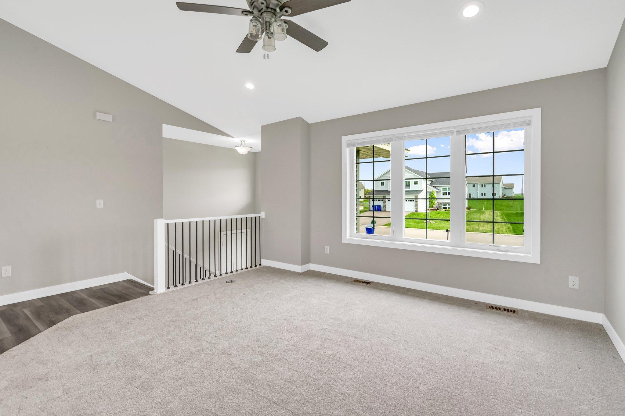 Notice Decorative Spindle Staircase With A View Of The Morning Sun