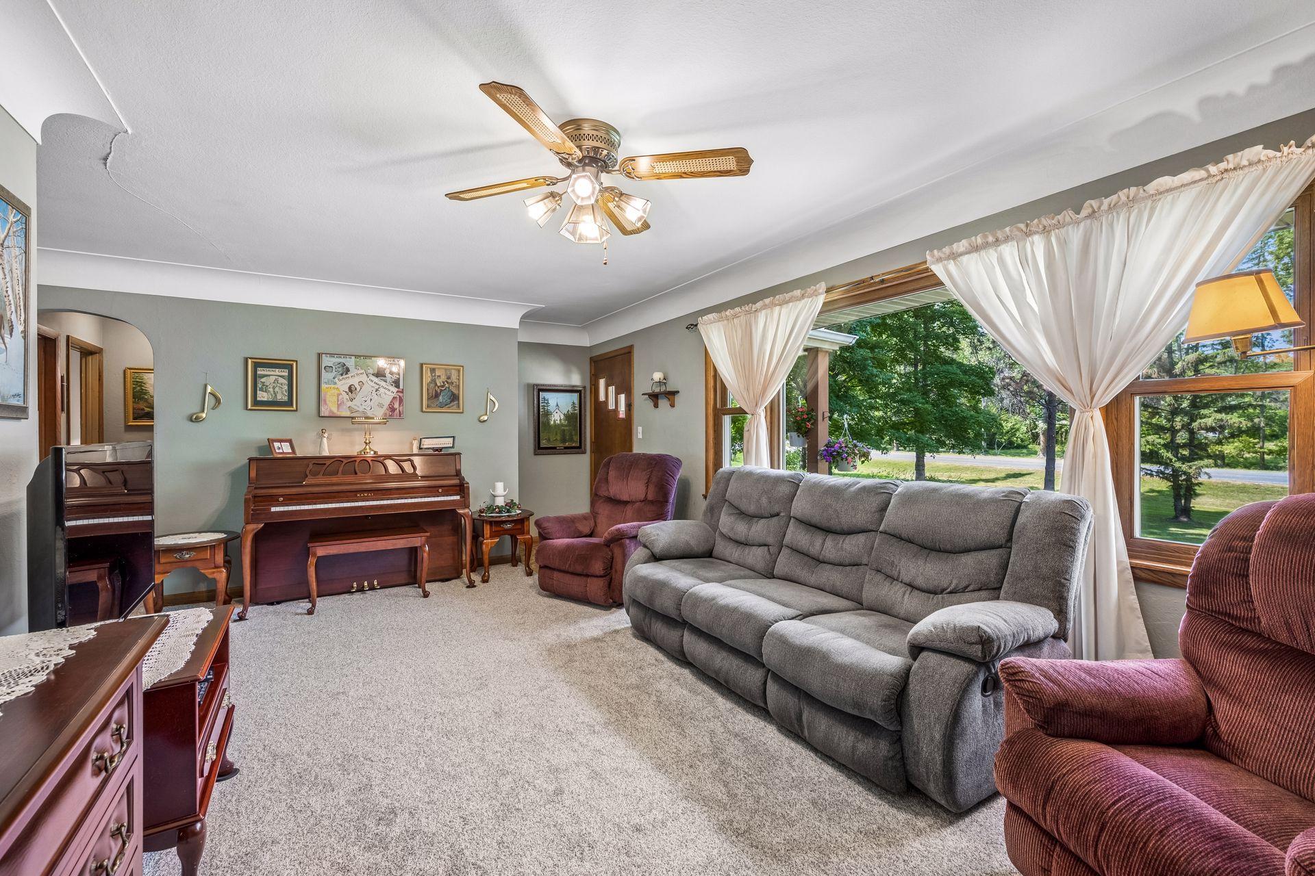 Special ceiling adds a unique architectural touch to this space.
