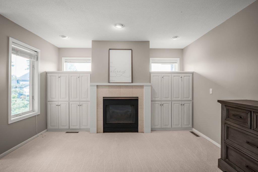 Primary fireplace with storage