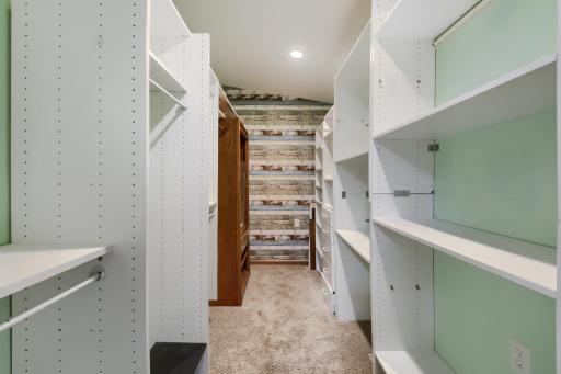 View of custom walk-in closet.