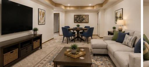 Virtually staged lower level with heated floors