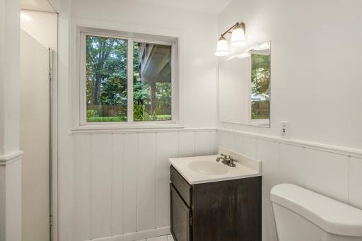 The 3/4 bathroom on the lower level gives guests a perfect second freshen-up space
