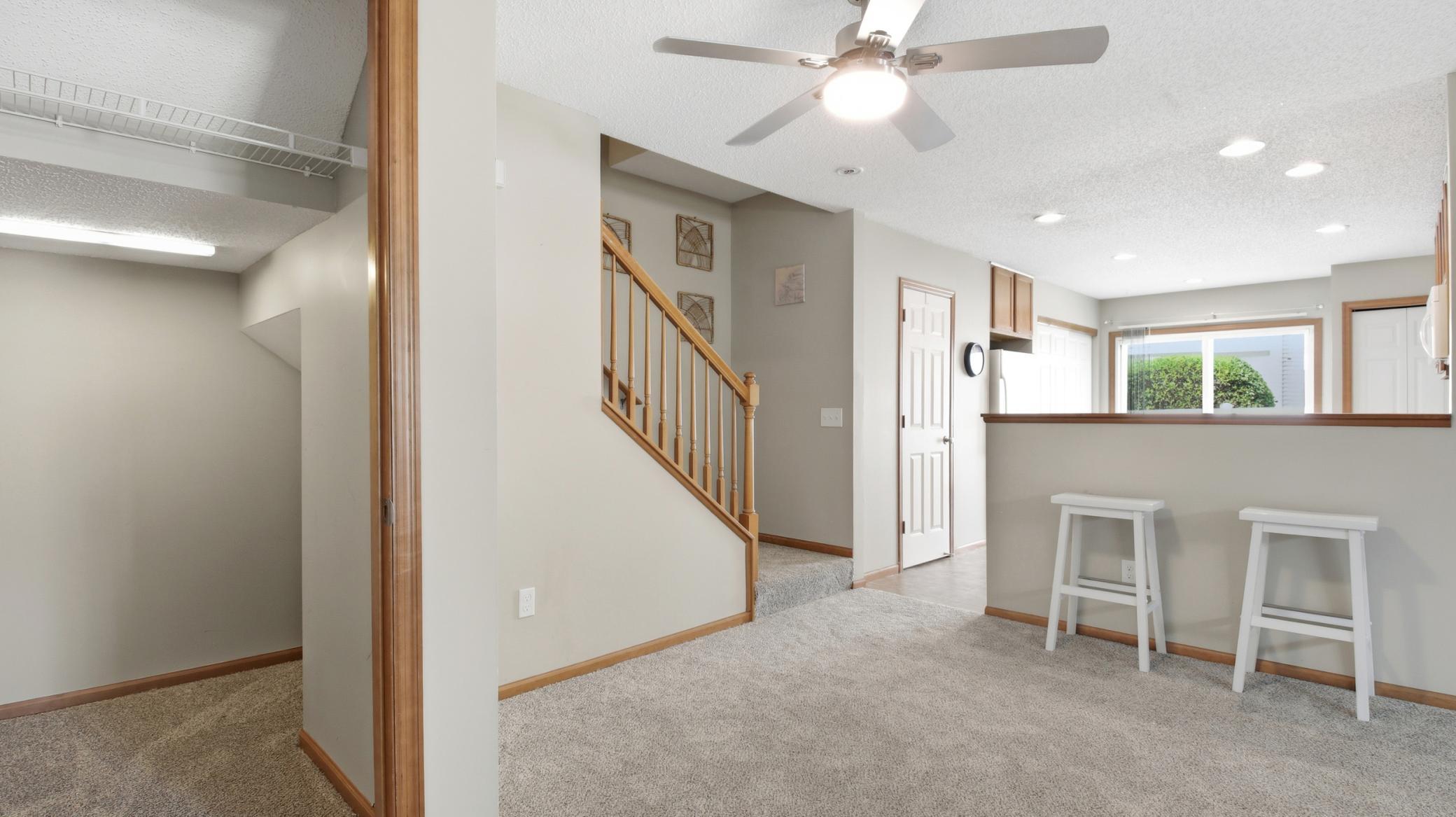 Large storage area beneath the stairs.