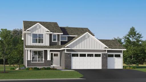 (Exterior rendering, actual home's finishes will vary.)
