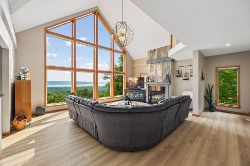 Wall of windows soak in the natural light