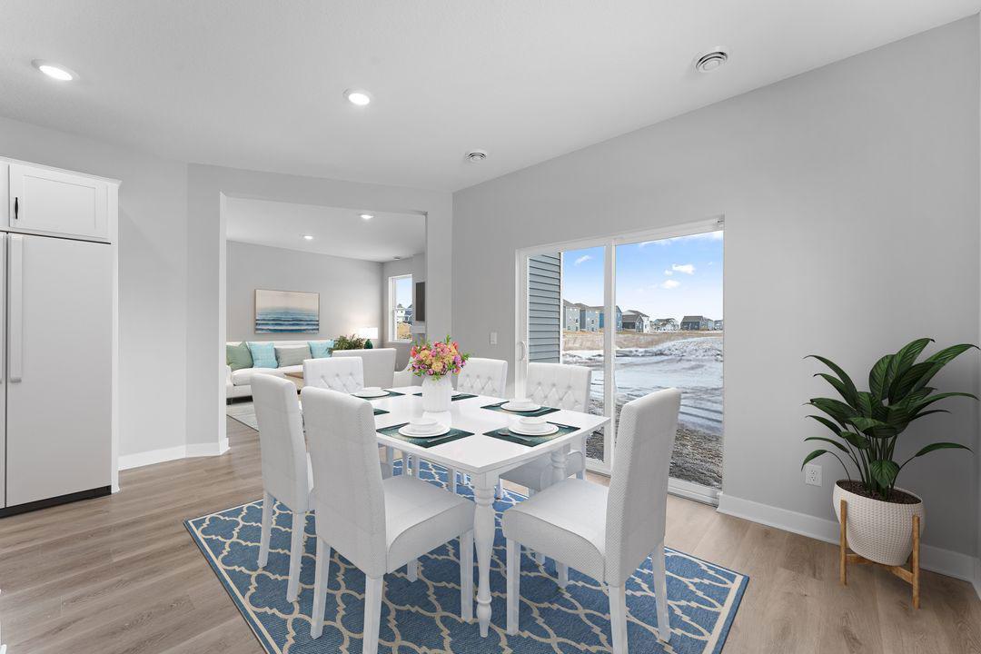The informal dining area is just steps from the kitchen.