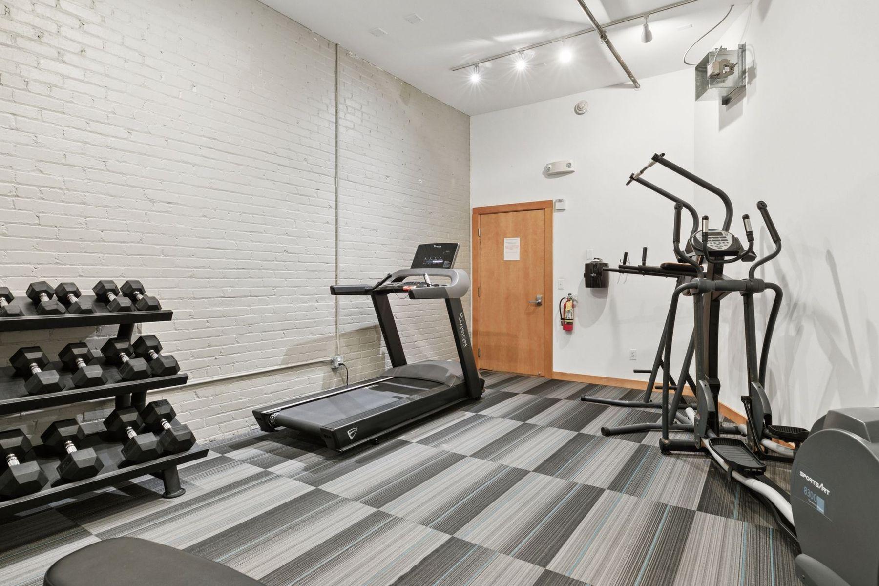 On-site fitness center with strength and cardio equipment—skip the gym membership.