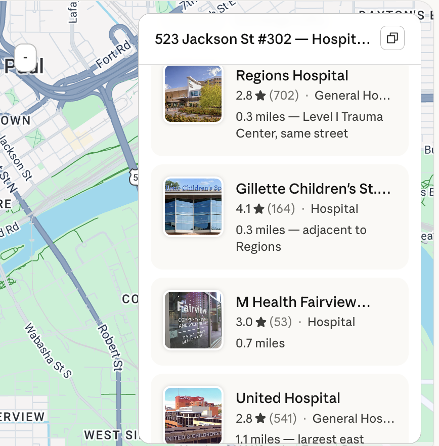 5 hospitals within 1.1 miles