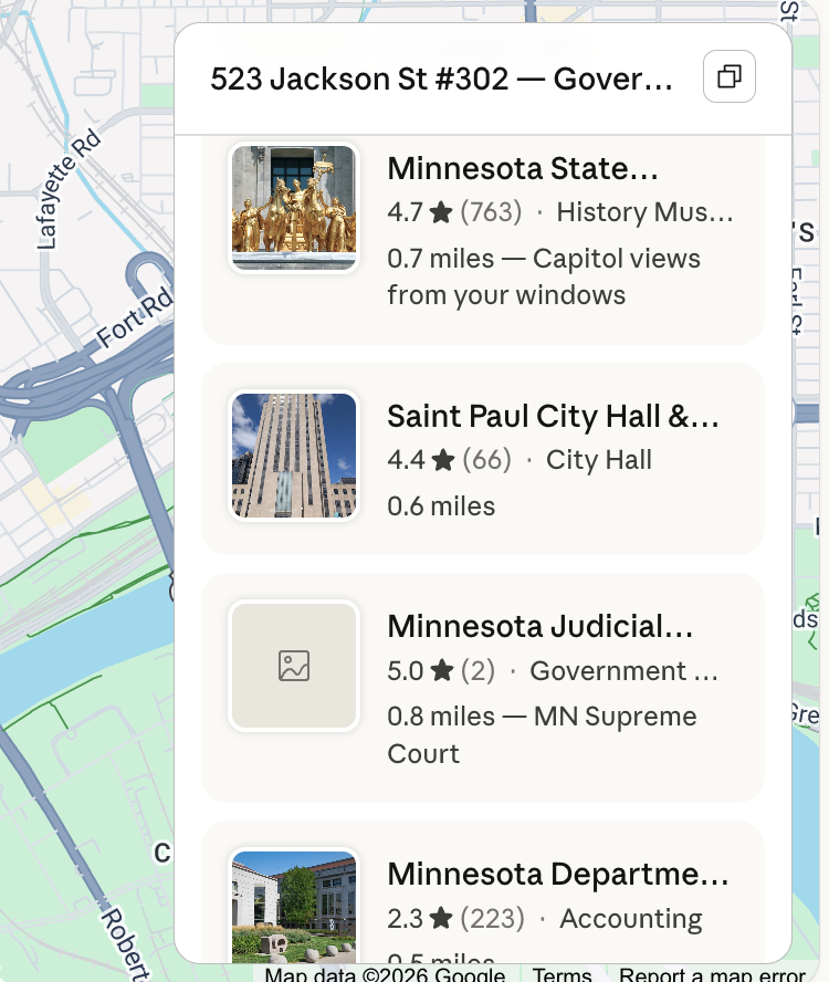 Walking distance to the State Capitol and the heart of Minnesota's Government Ecosystem.