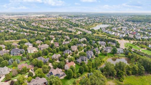 Aerial view of the Dancing Waters neighborhood.