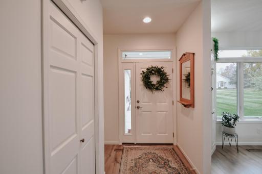Foyer with new front door.