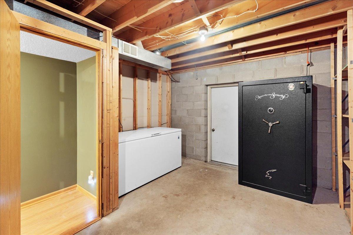 More Storage Where It Matters This unfinished utility area offers valuable room for equipment, pantry overflow, a freezer, and other everyday necessities.