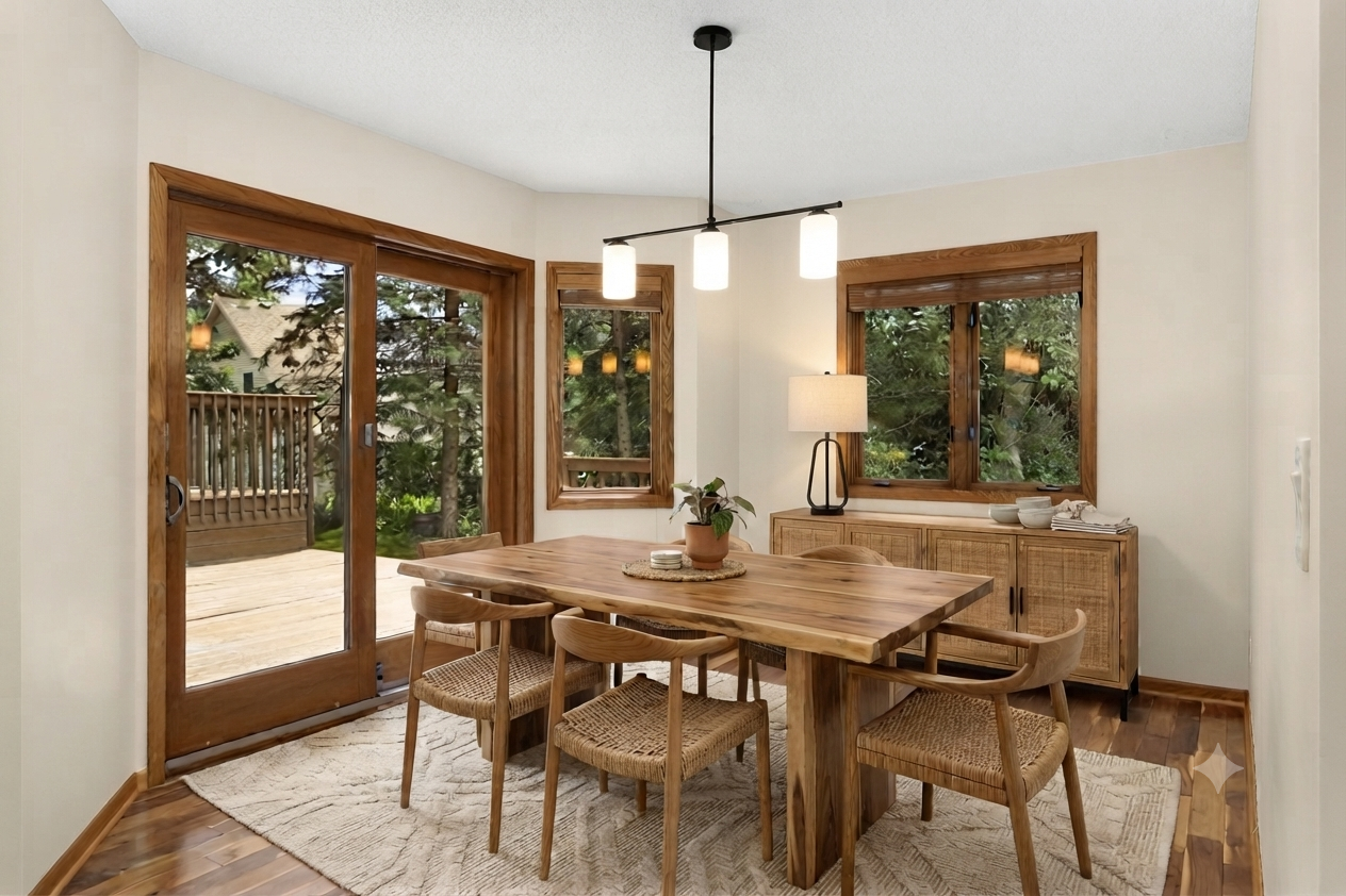 Dining room virtually staged