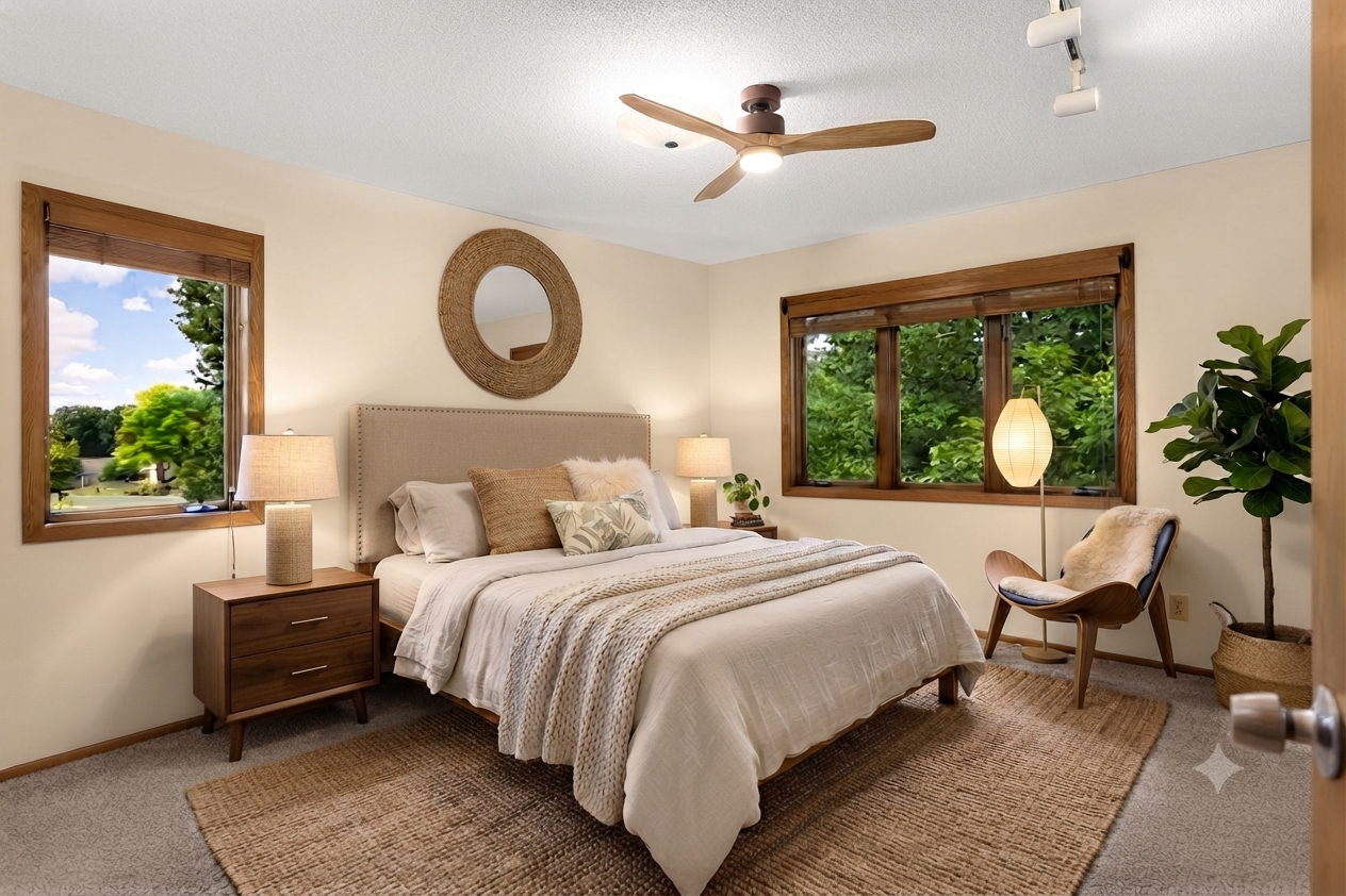 Virtually staged bedroom