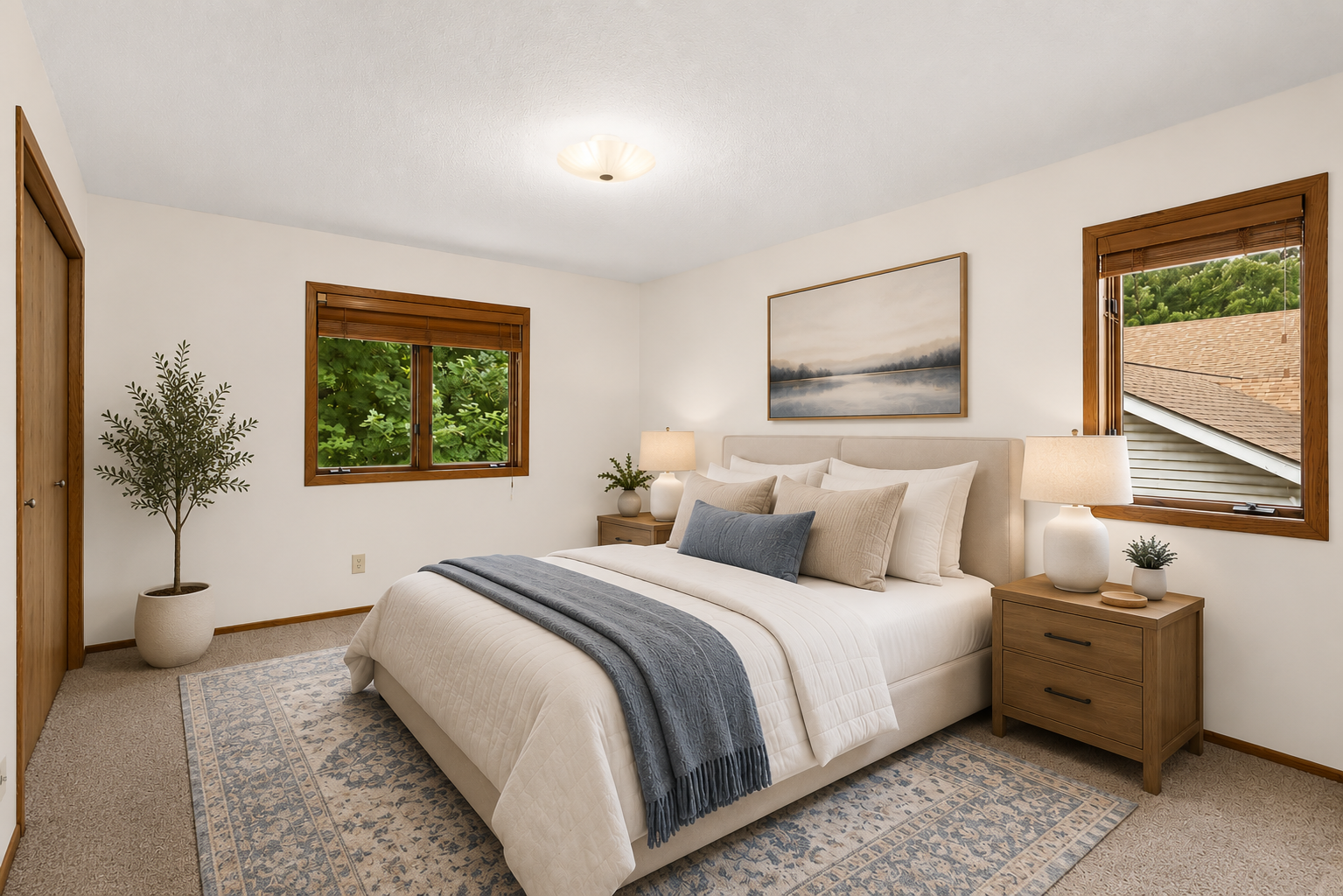 Upper bedroom virtually staged