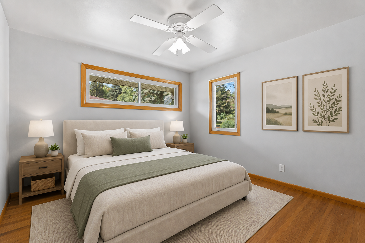 Virtual staged master bedroom