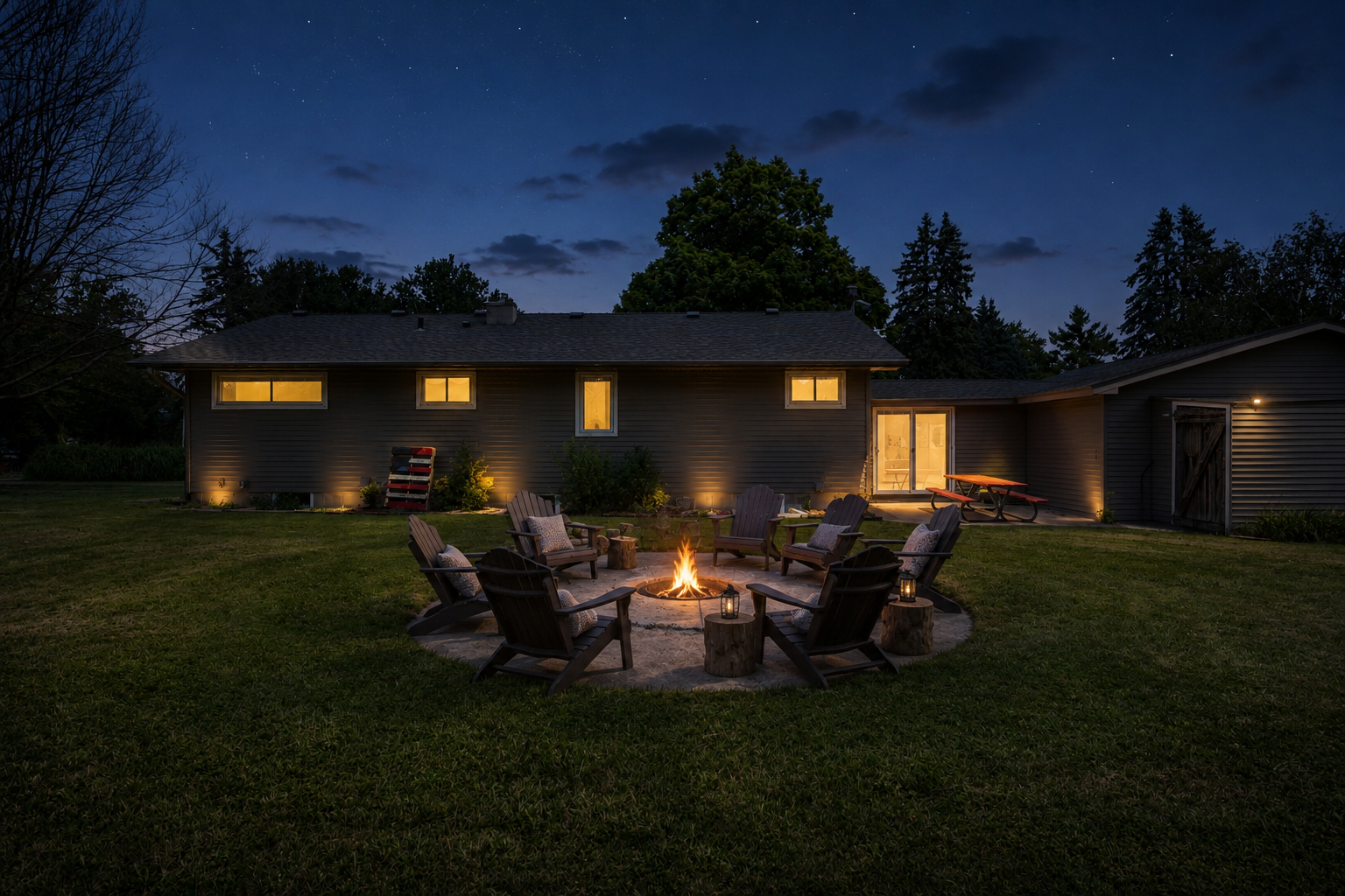 Virtual staged firepit
