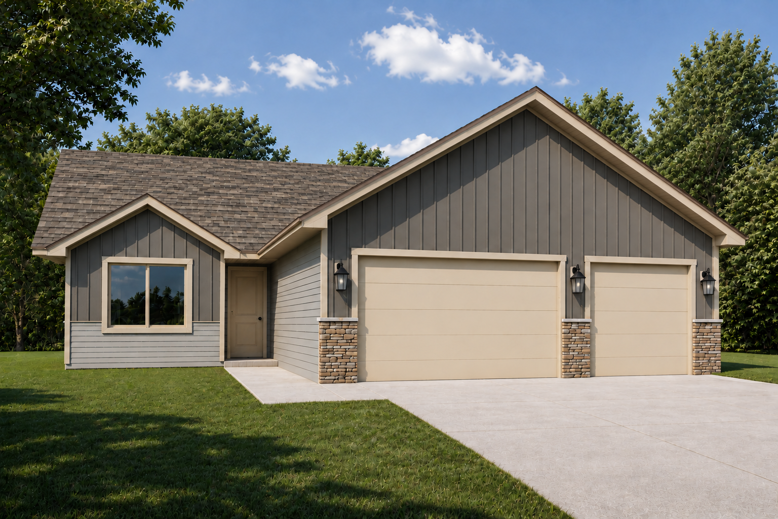 *AI-generated exterior rendering* This image is intended to provide a conceptual representation of the home. Not exact floor plan layout due to AI-generation.
