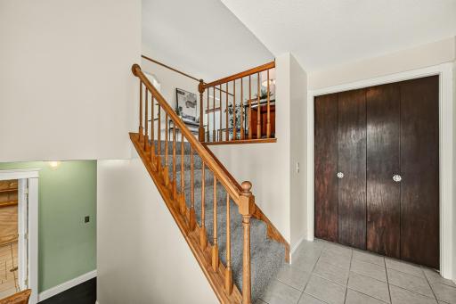 Foyer with large walk in closet