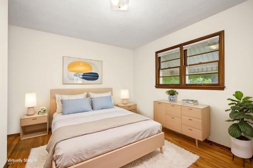 Bedroom 3, virtually staged to show furniture options.