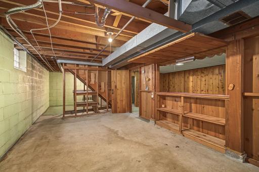 Lot's of clean, dry, unfinished space in the lower level welcomes room for storage or future expansion.