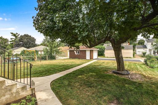 Large backyard for entertaining friends, family, and pets outdoors.
