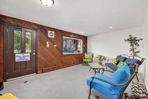 Relax in the beautifully maintained pool lounge, perfect for gathering with neighbors or unwinding after a swim.