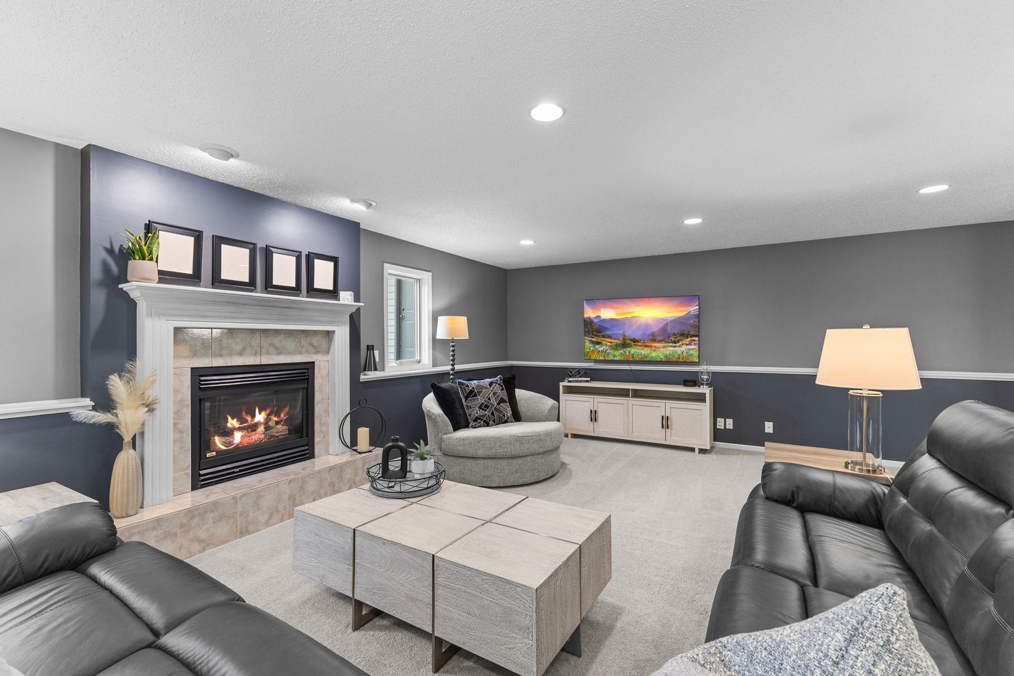 Gather around the fireplace for cozy Minnesota evenings.