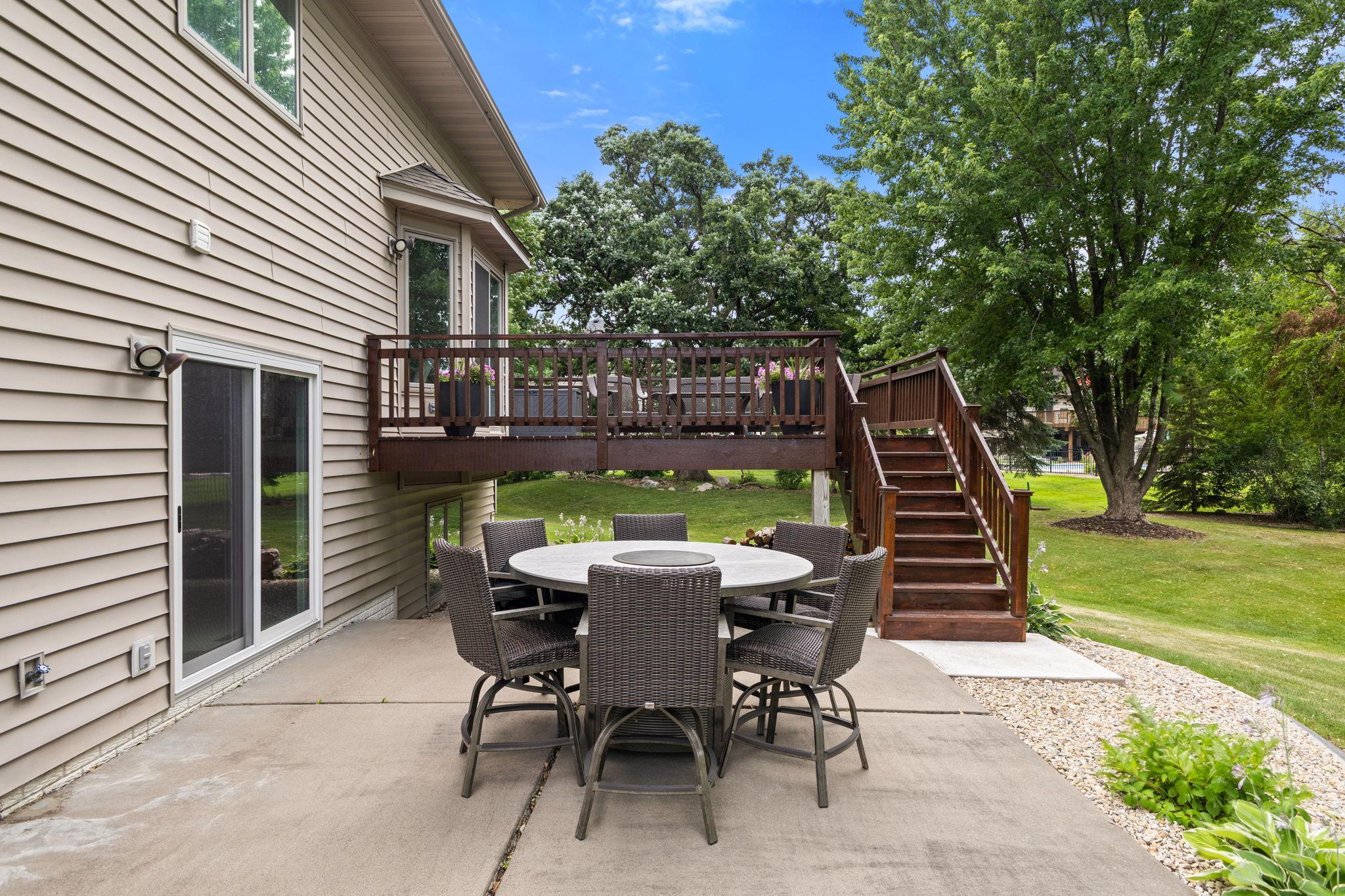 The walkout patio is ready for backyard barbecues and relaxing summer evenings.