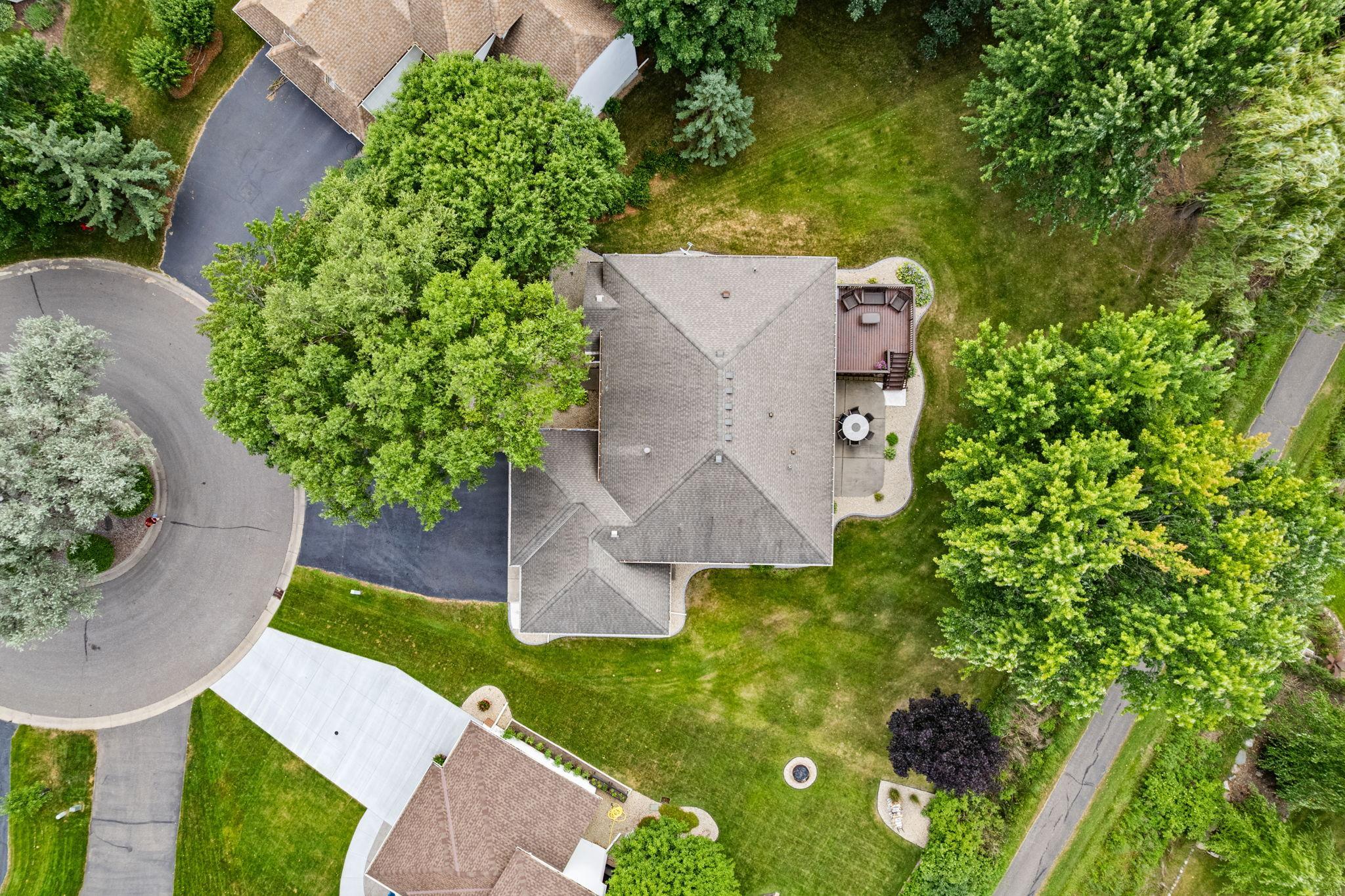 See how beautifully the home sits on its spacious lot from above.