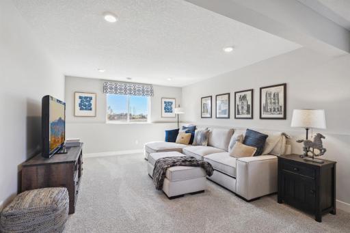 All of that living space up - plus this INCLUDED FINISHED lower level which features another full bathroom plus a giant family room! Photo of model, colors and options will vary.