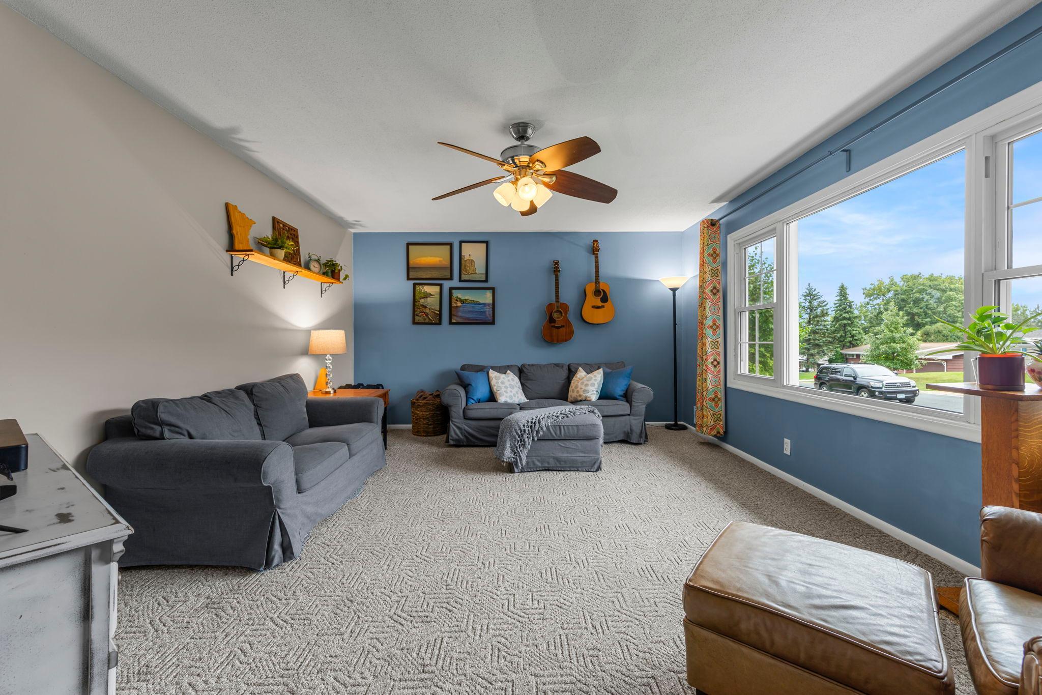 Updated berber carpet & vinyl windows