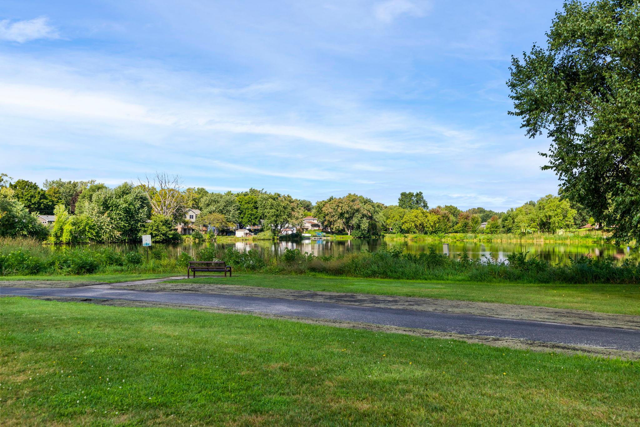 Walking trails alongside the pond